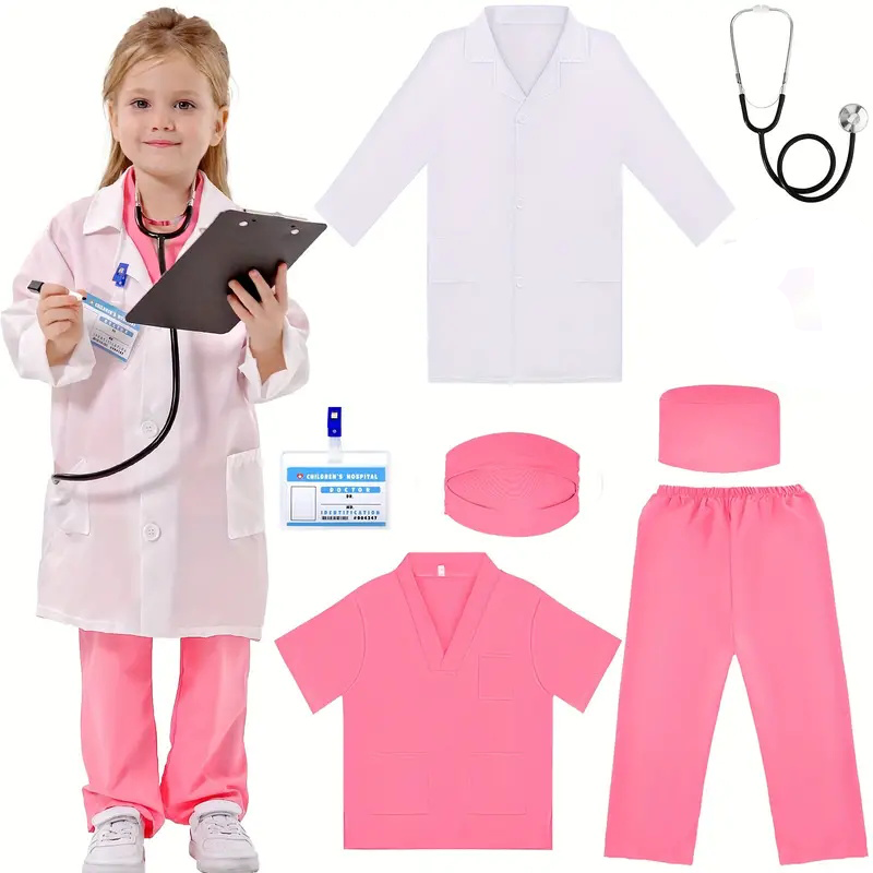 7PCS Kids Doctor Nurse Cosplay - Medical Lab Coat 评论和价格
