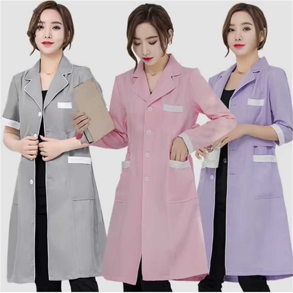 High grade gray solid color sl - Medical Lab Coat 评论和价格